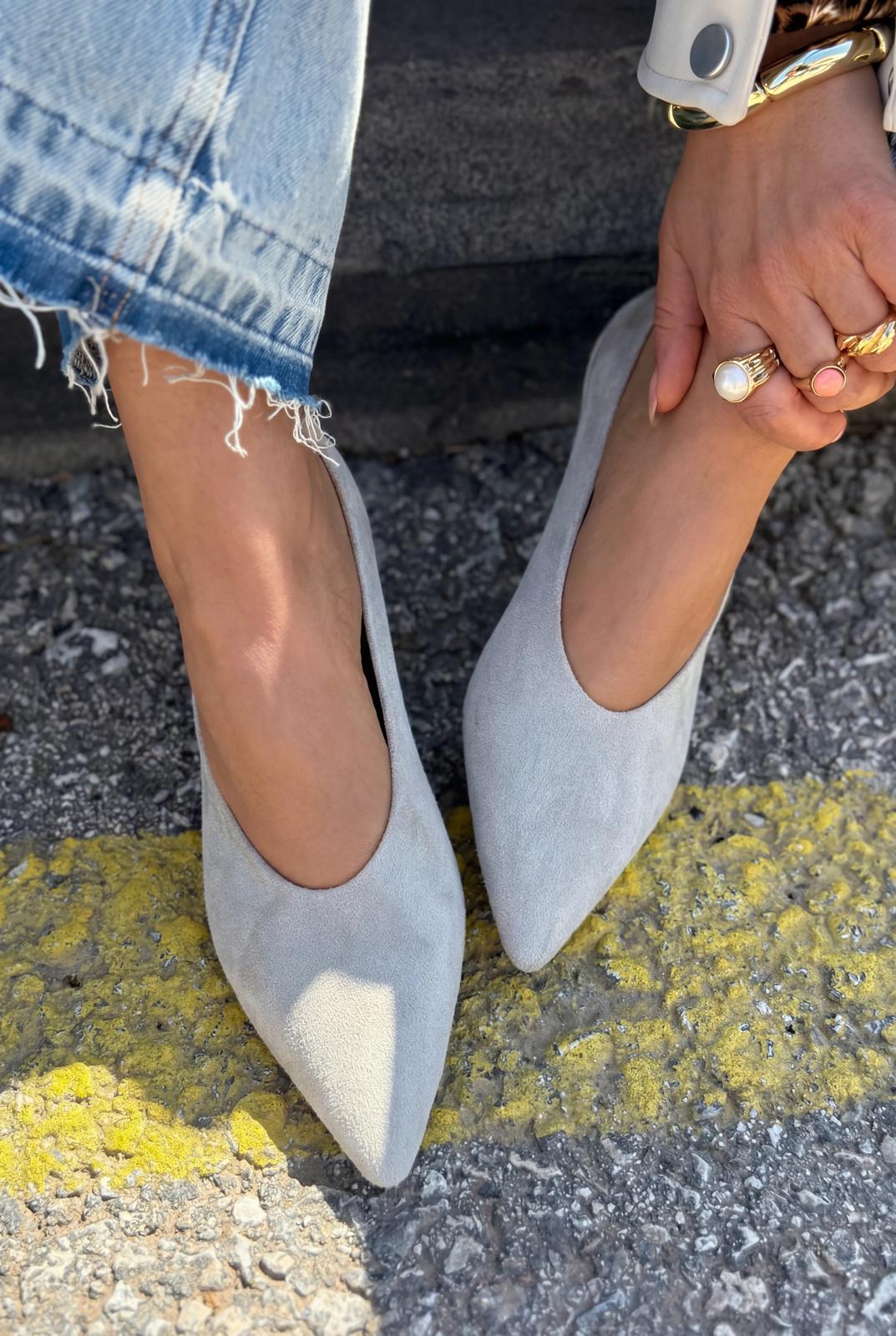 Seranis Grey Suede Genuine Leather Stilettos