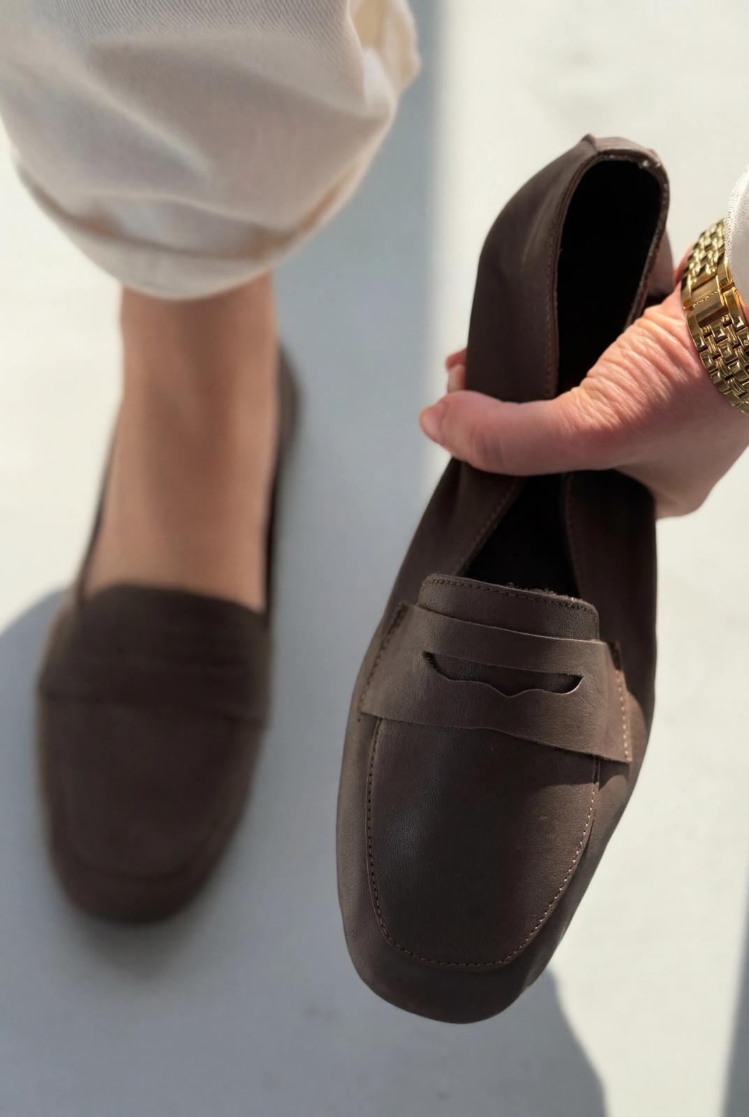 Melniel Light Brown Genuine Leather Women's Loafers