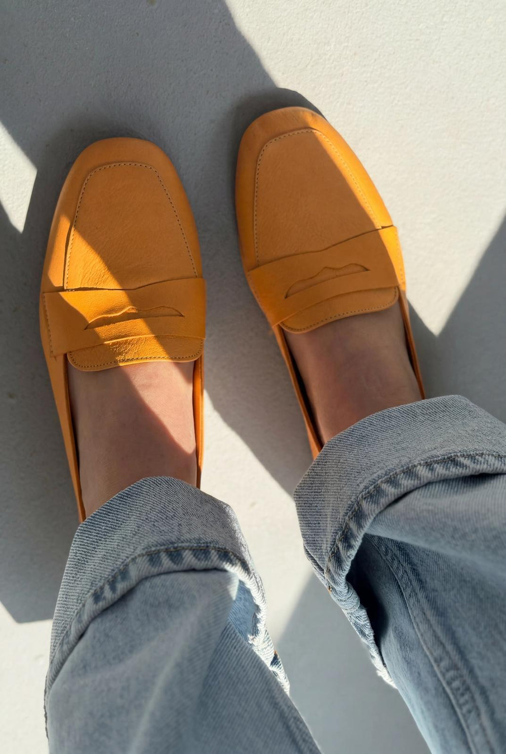 Melniel Orange Genuine Leather Women's Loafers