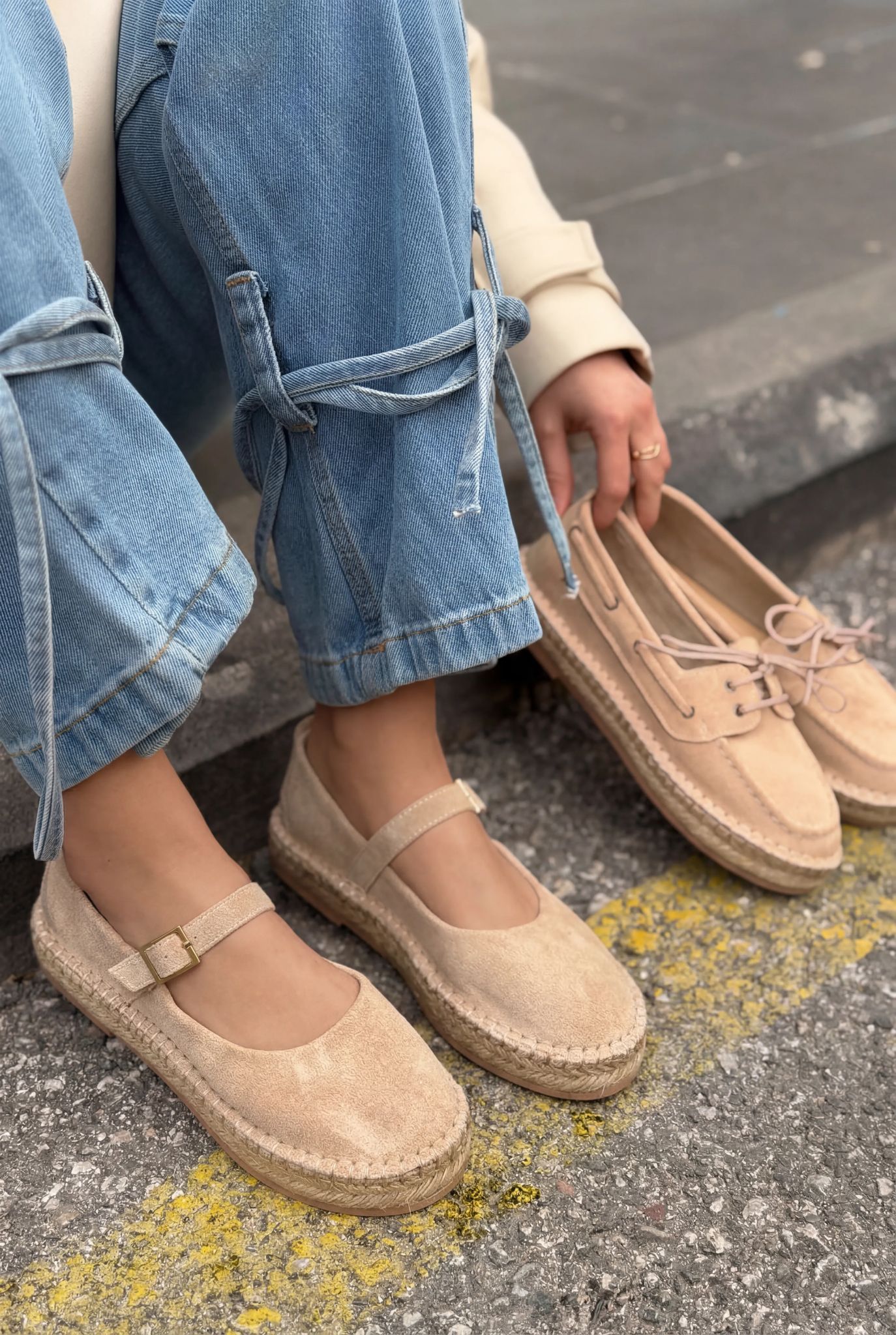 Marena Beige Genuine Suede Women's Espadrille