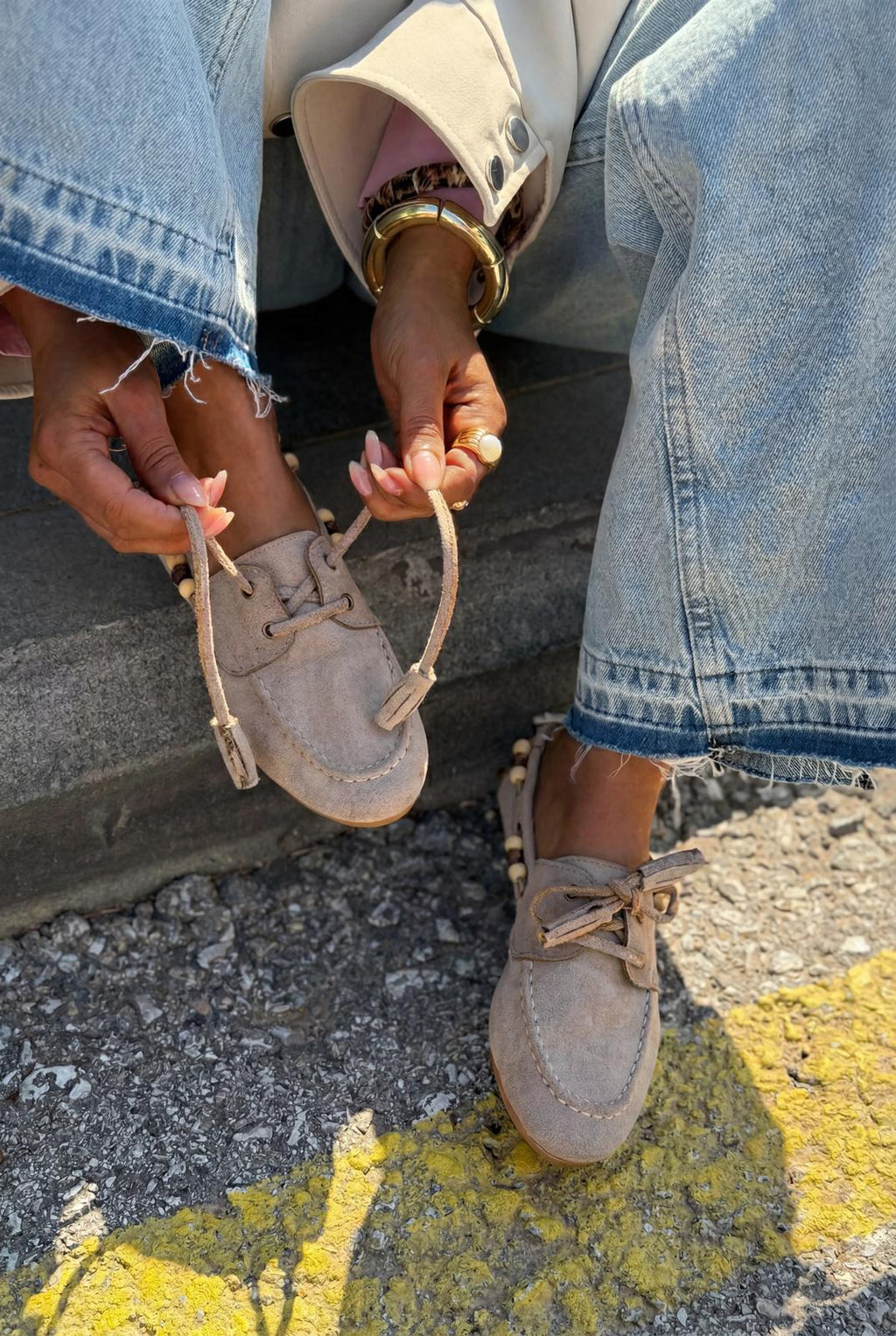 Brion Taupe Suede Women's Oxford Shoes