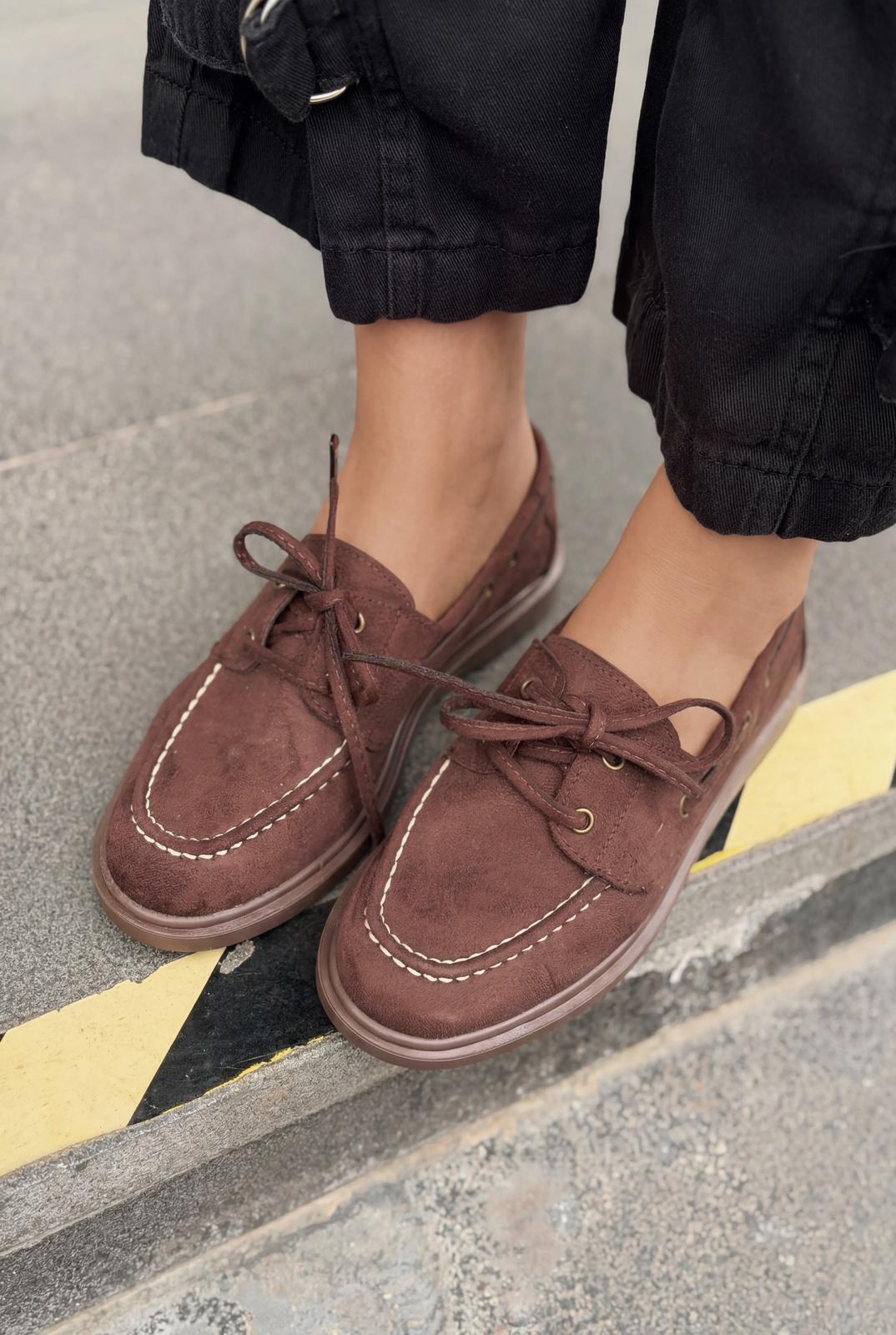 Morin Dark Brown Suede Women's Oxford Shoes