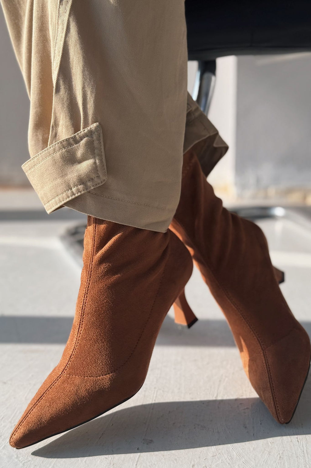 Loravo Suede Taba Stiletto Sock Boots