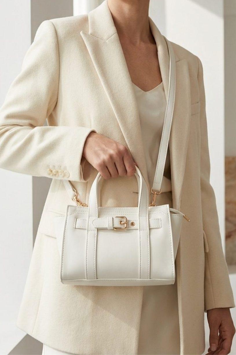Norev women's White faux leather handbag