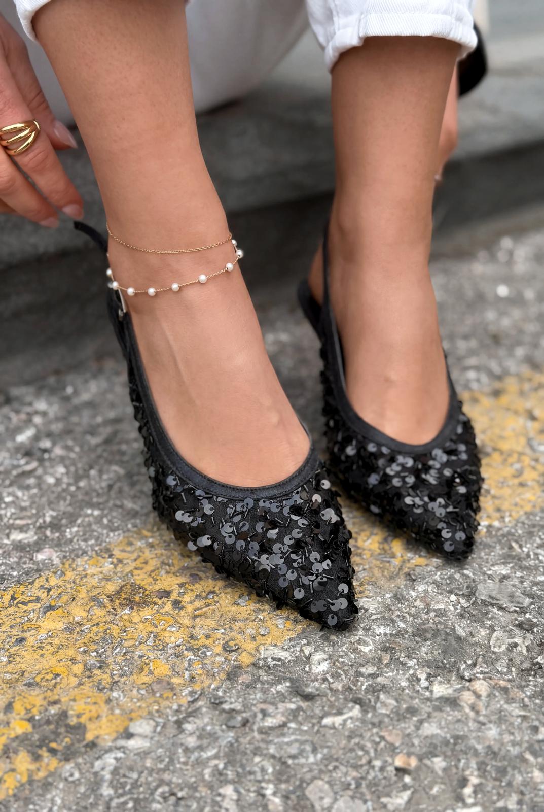 Selorine Black Sequin Women's Stilettos