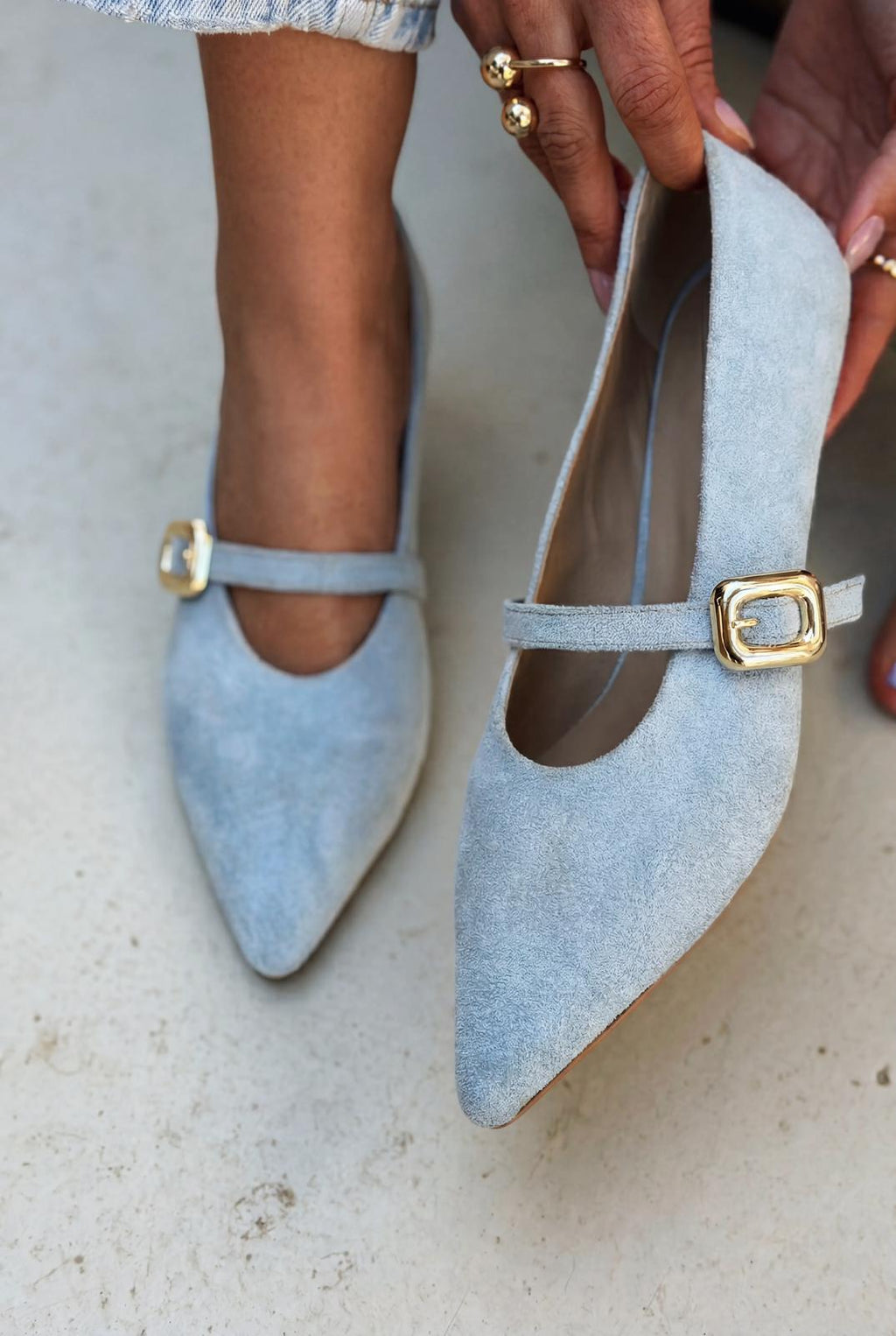 Karden Baby Blue Suede Women's Stilettos