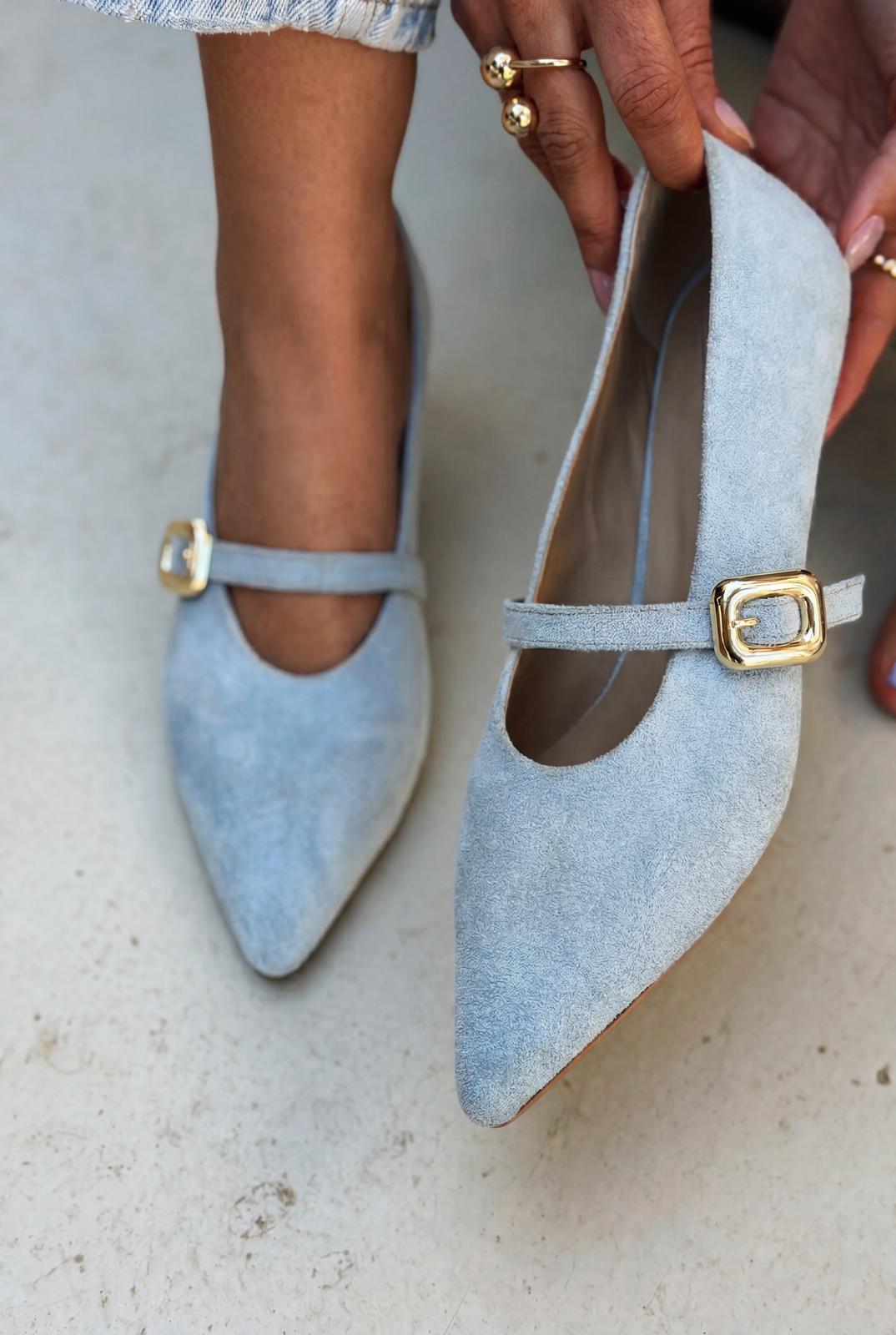 Karden Baby Blue Suede Women's Stilettos
