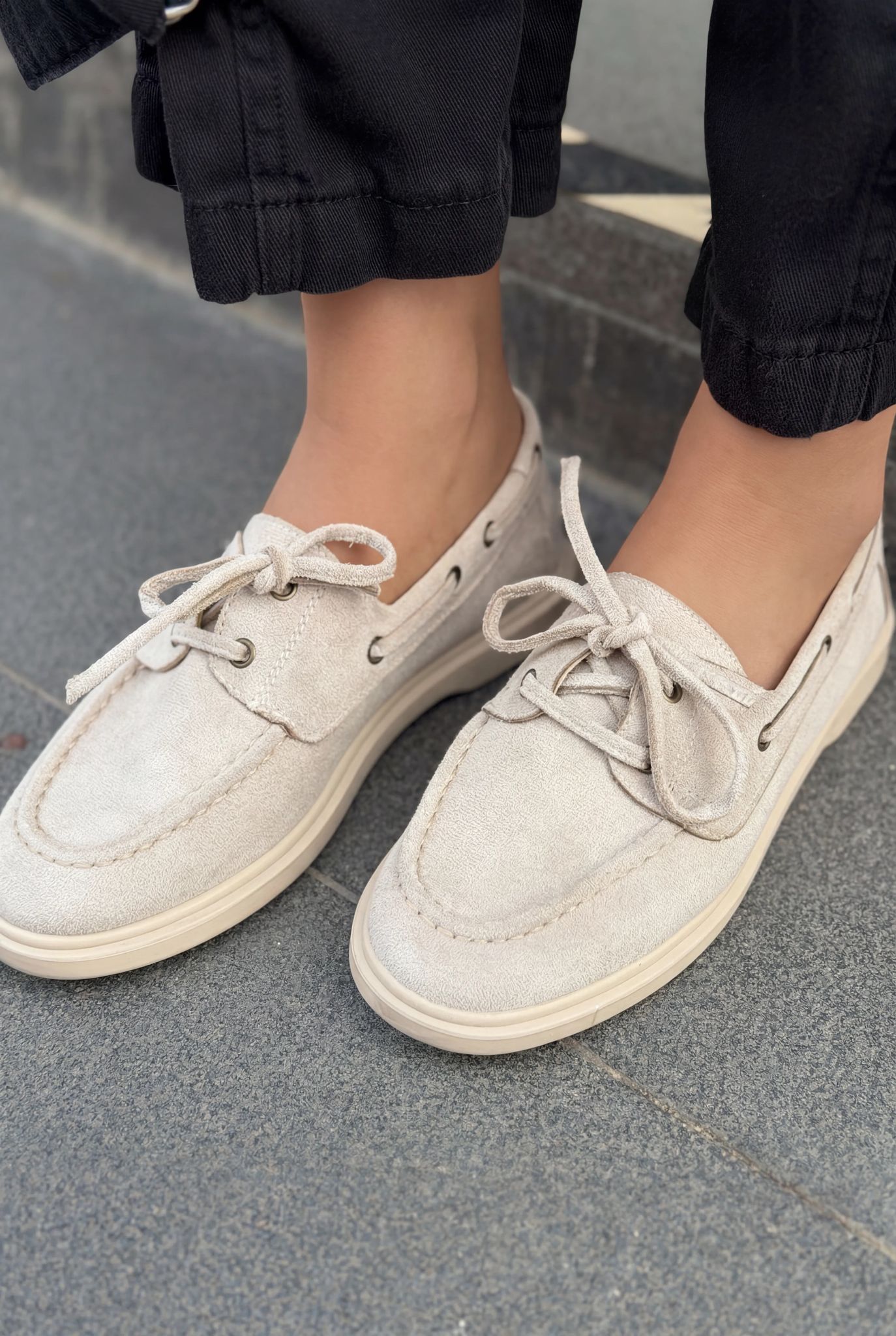 Morin Beige Suede Women's Oxford Shoes