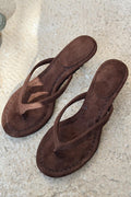 Arlene Light Brown Suede Pumps Thong Sandals