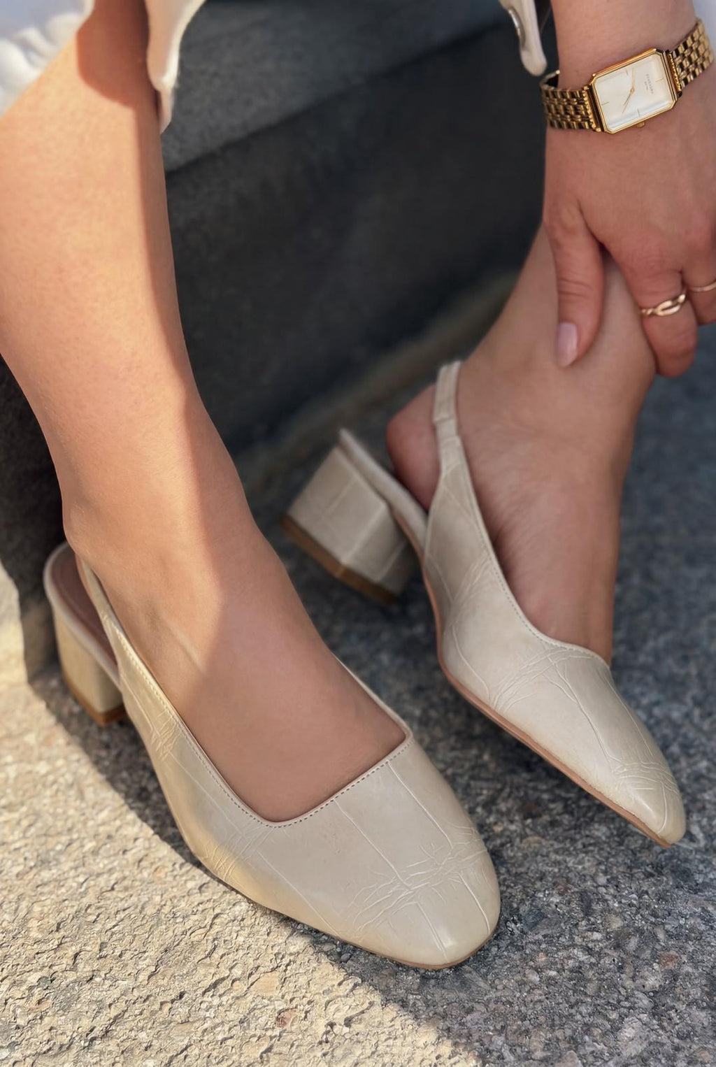 Solen Beige Faux Leather Women's Mary Jane