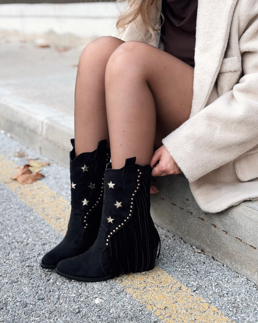 Silvene Black Suede Women's Cowboy Boots