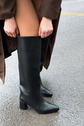 Pelena Black Faux Leather XL Boots Women's