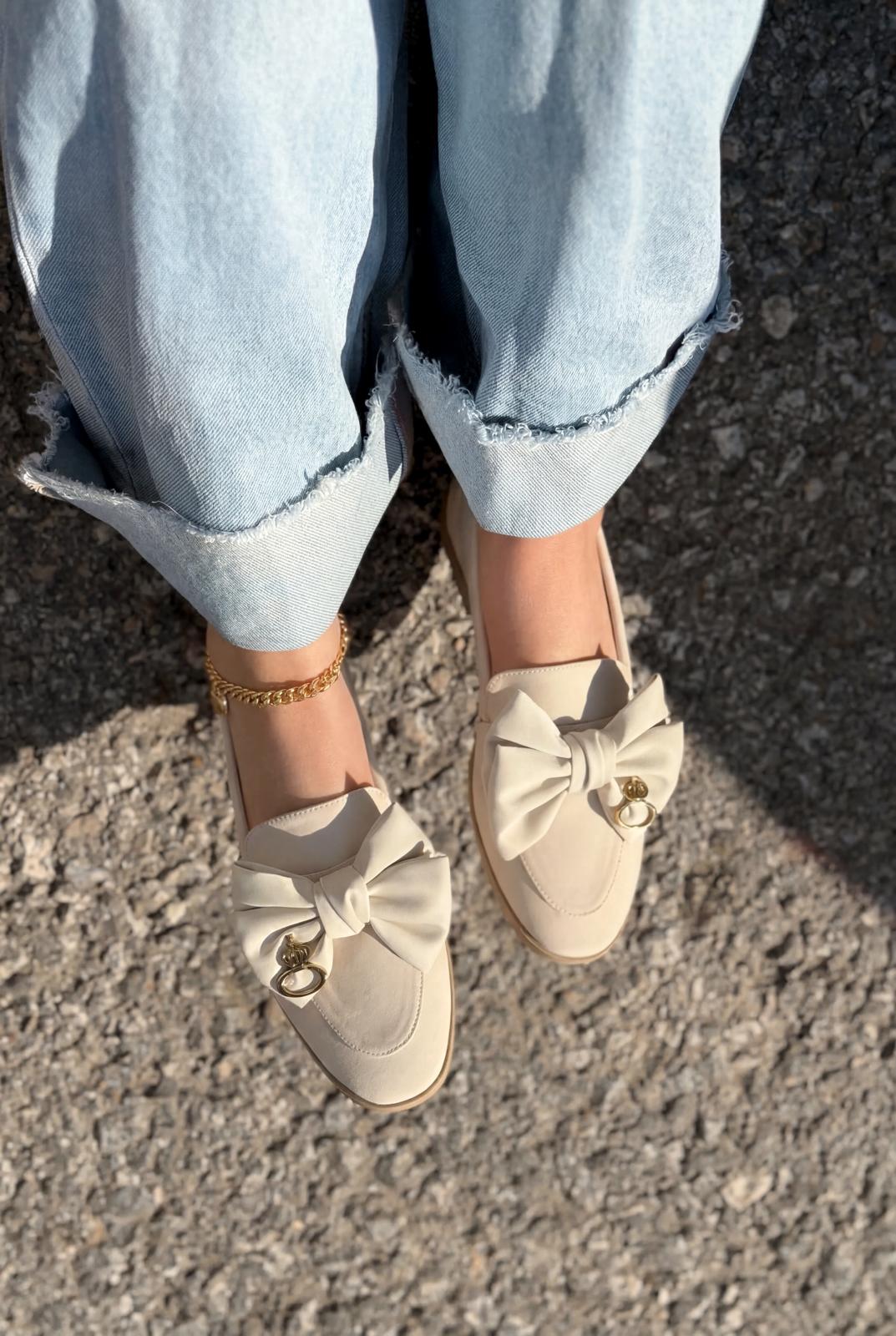 Norrada Beige Satin Women's Loafers