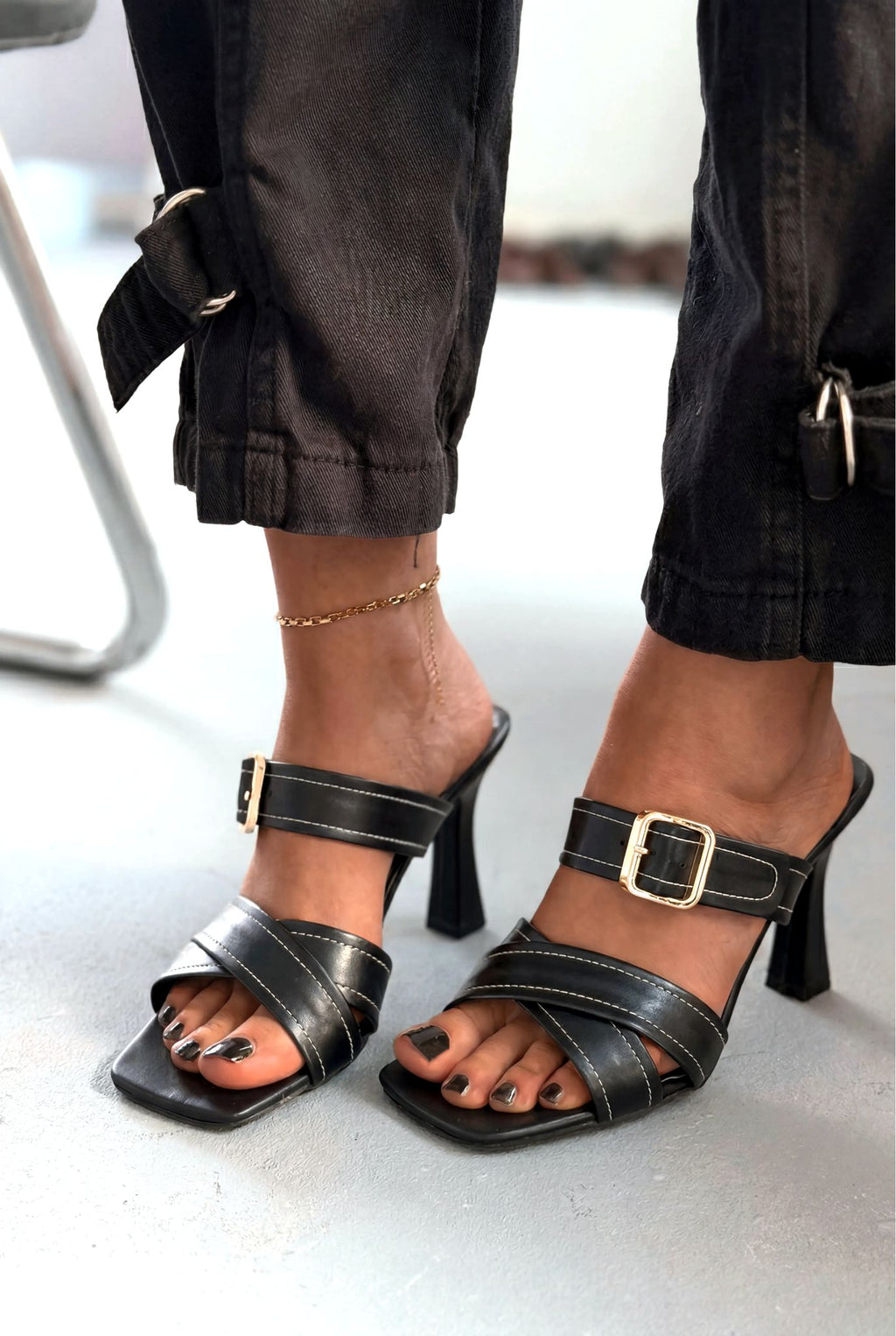 Norden Black Faux Leather Women's Pumps Mule