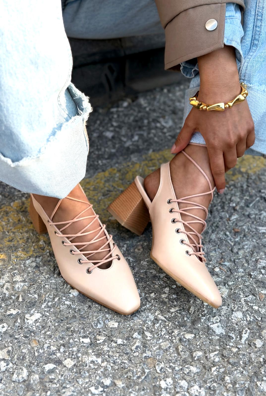 Yorella Nude Faux Leather Women's Pumps