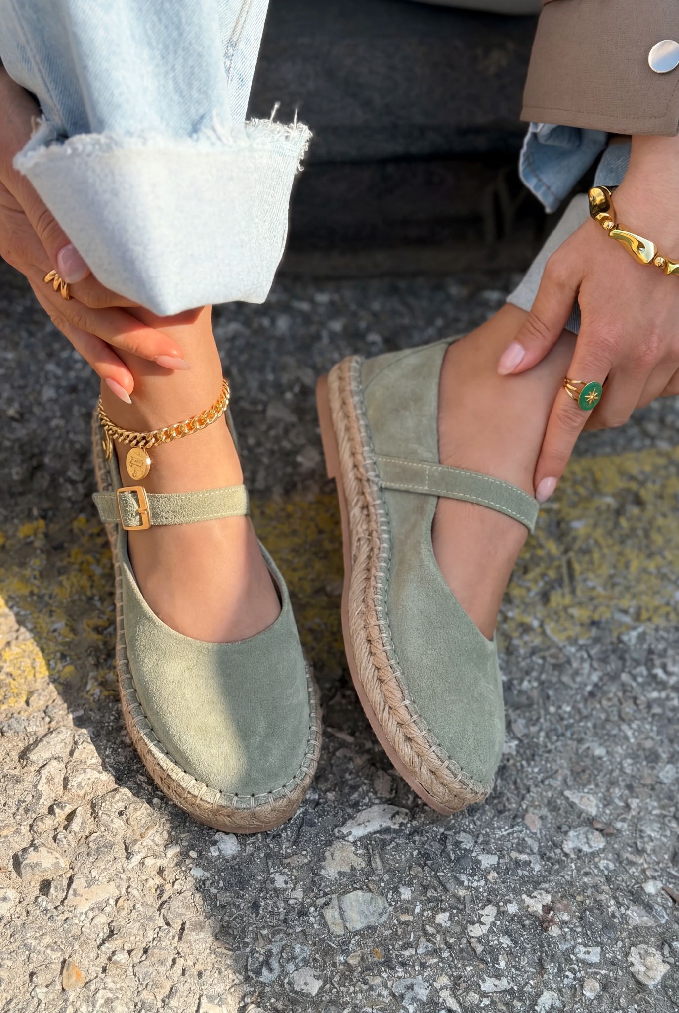 Marena Mint Green Genuine Suede Women's Espadrilles