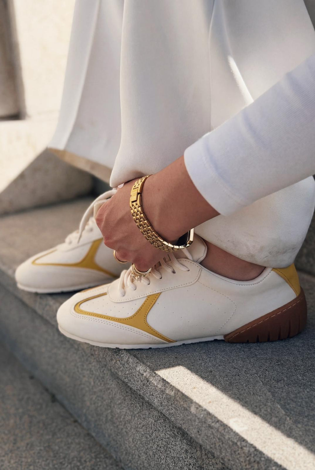 Rosven Yellow Faux Leather Women's Sneakers