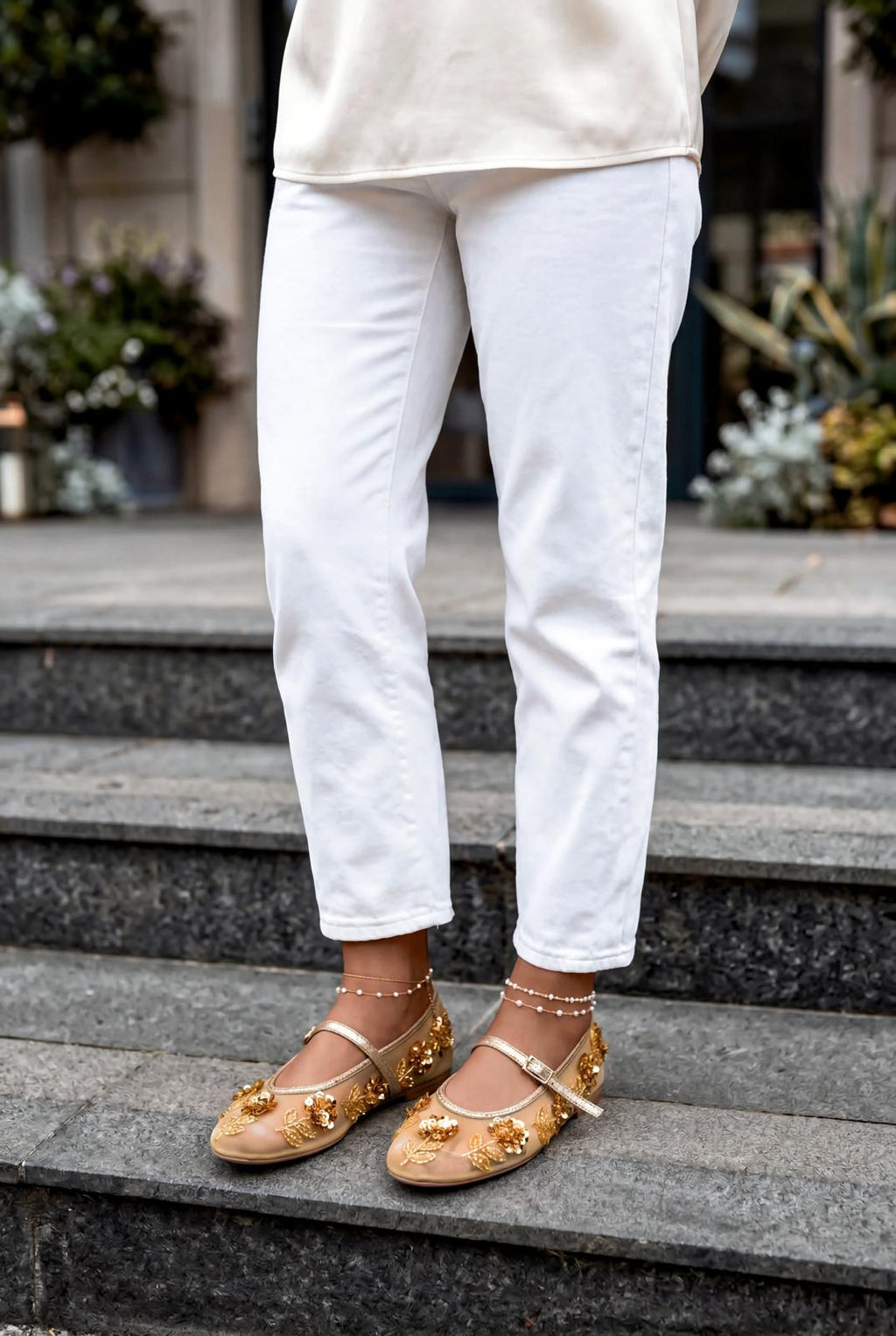 Telora Gold Embroidered Women's Flats