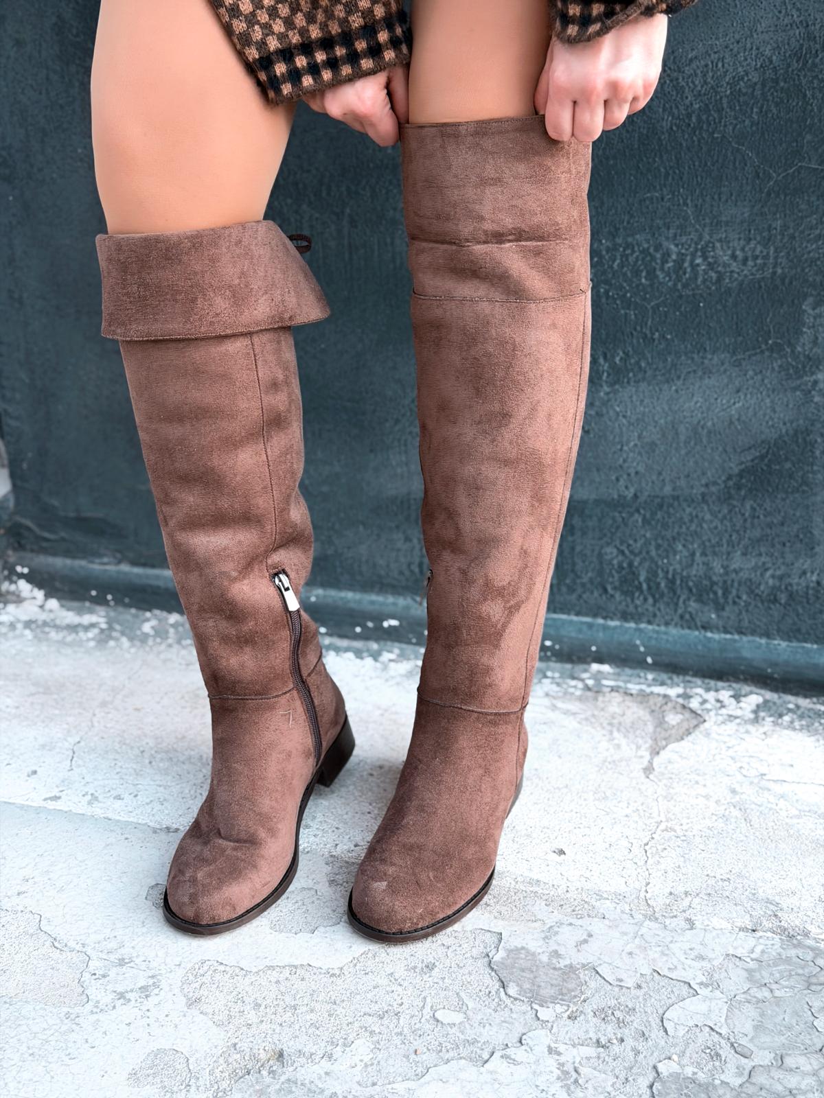 Jolvern Brown Suede Fringe Detail Women's Boots