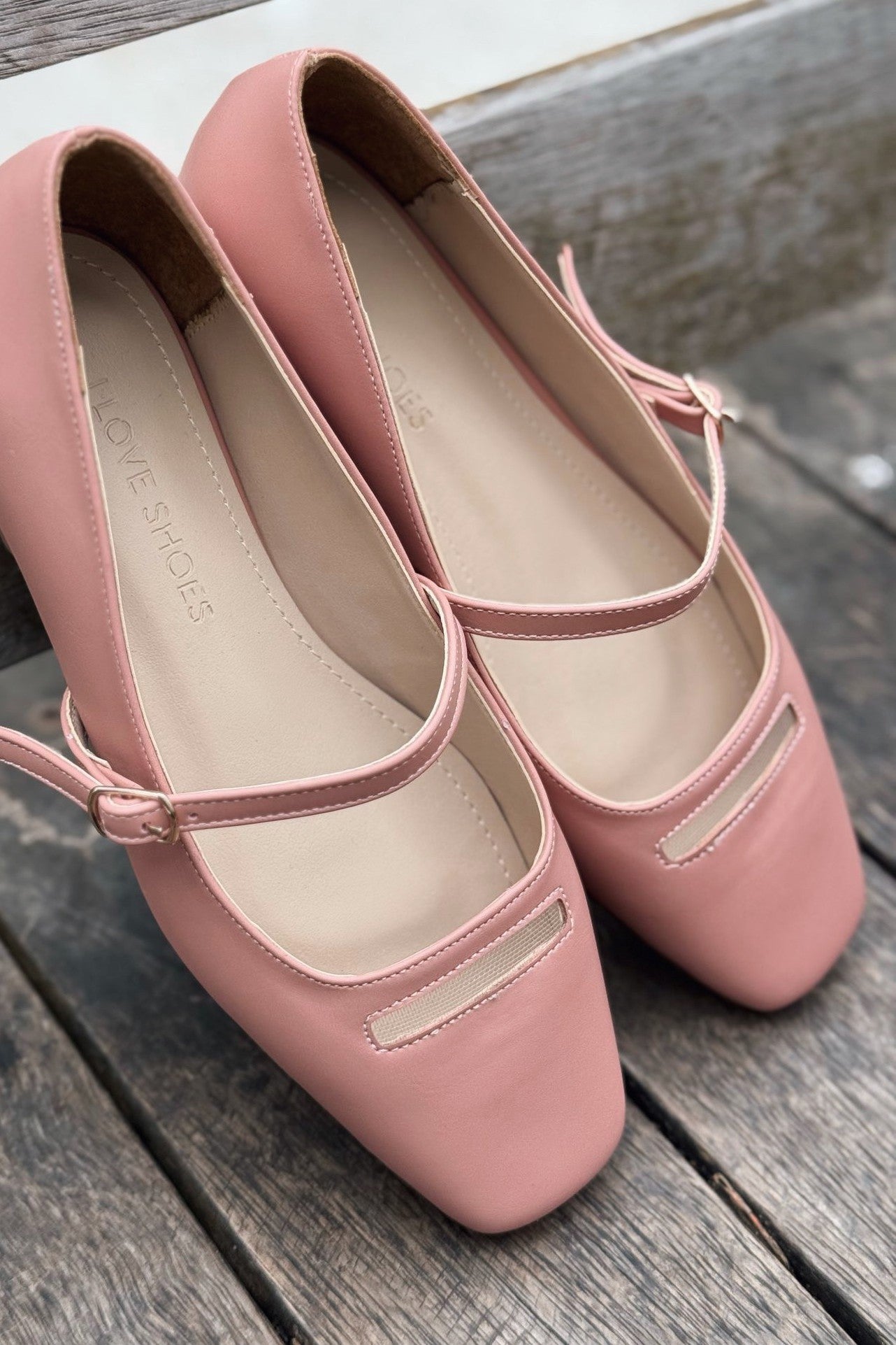 Lufora Blush Faux Leather Buckle Detail Women's Flats