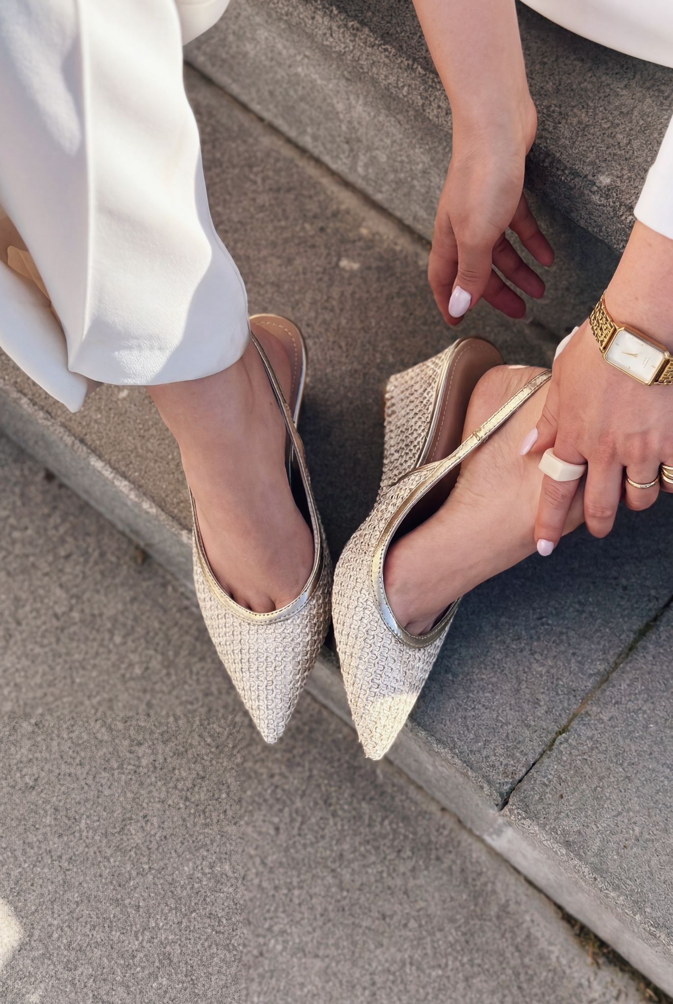 Solthera Gold Woven Women's Stilettos