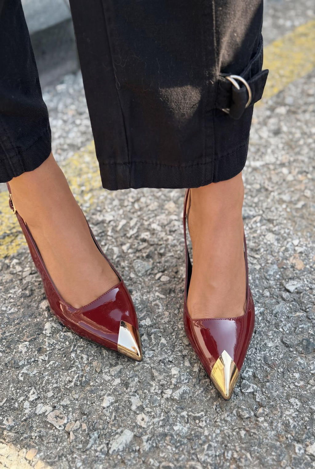 Caligo Burgundy Patent Faux Leather Stilettos