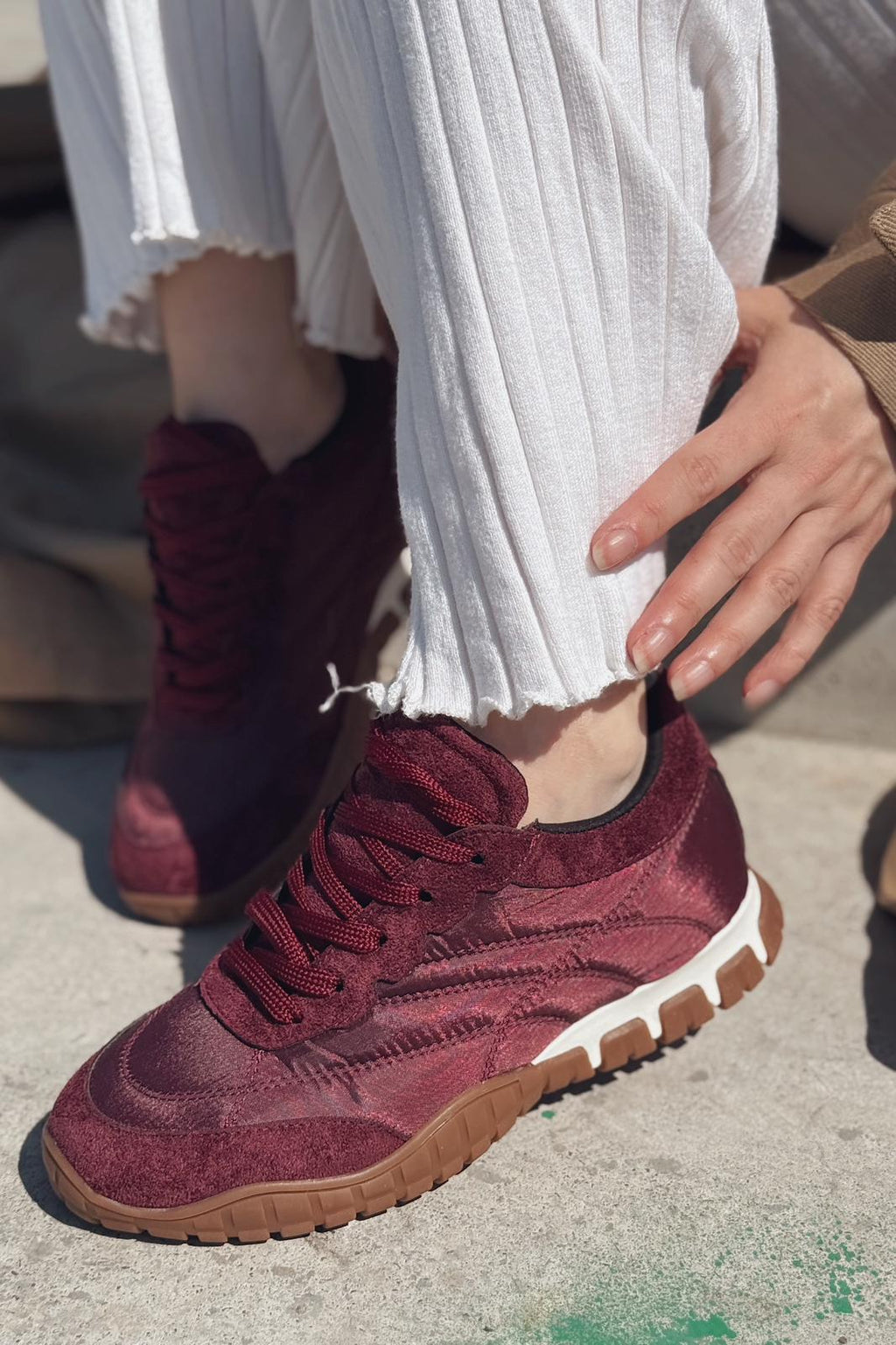 Romine Burgundy Parachute Fabric Women's Sneakers