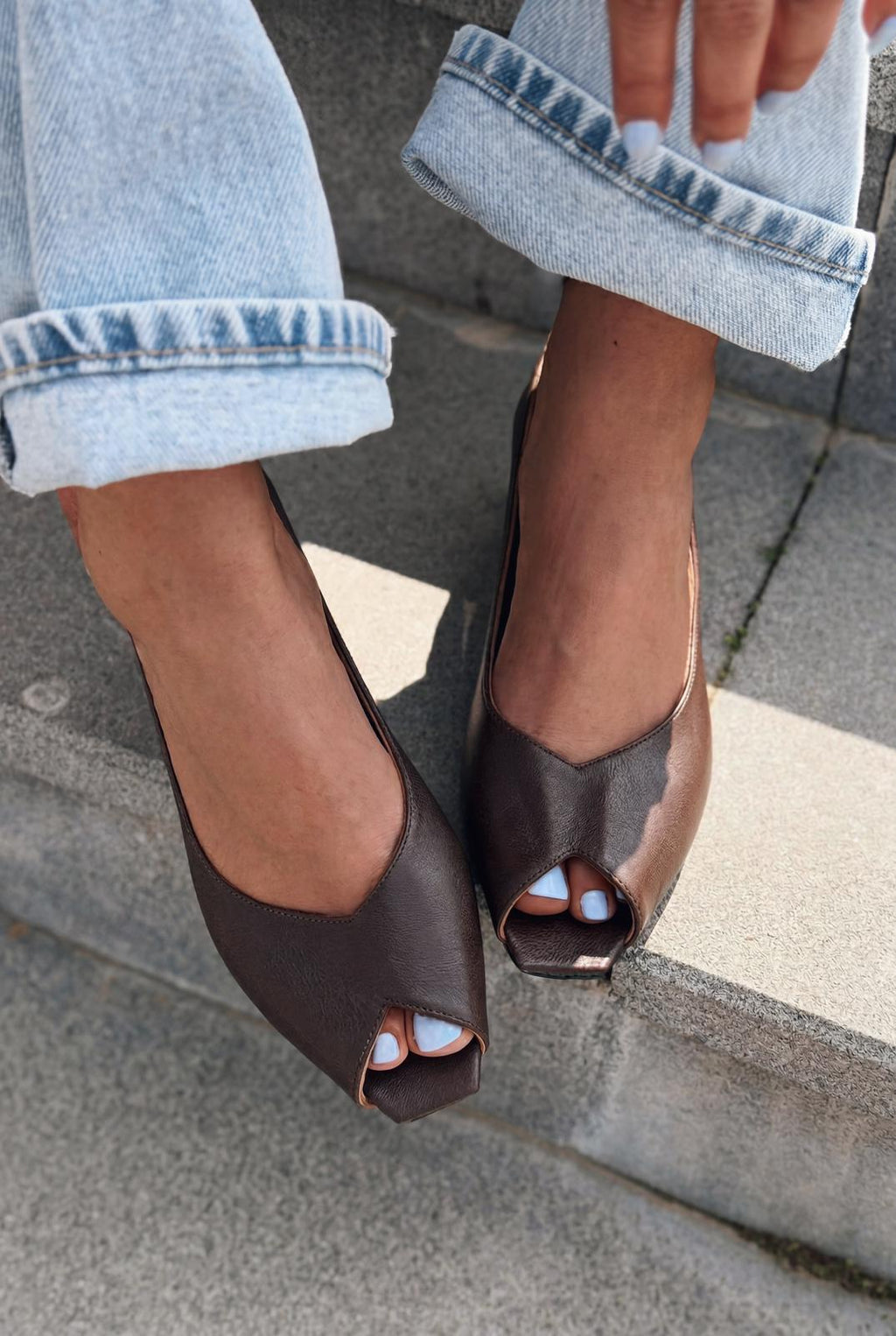 Norvion Light Brown Genuine Leather Faux Leather Women's Pumps