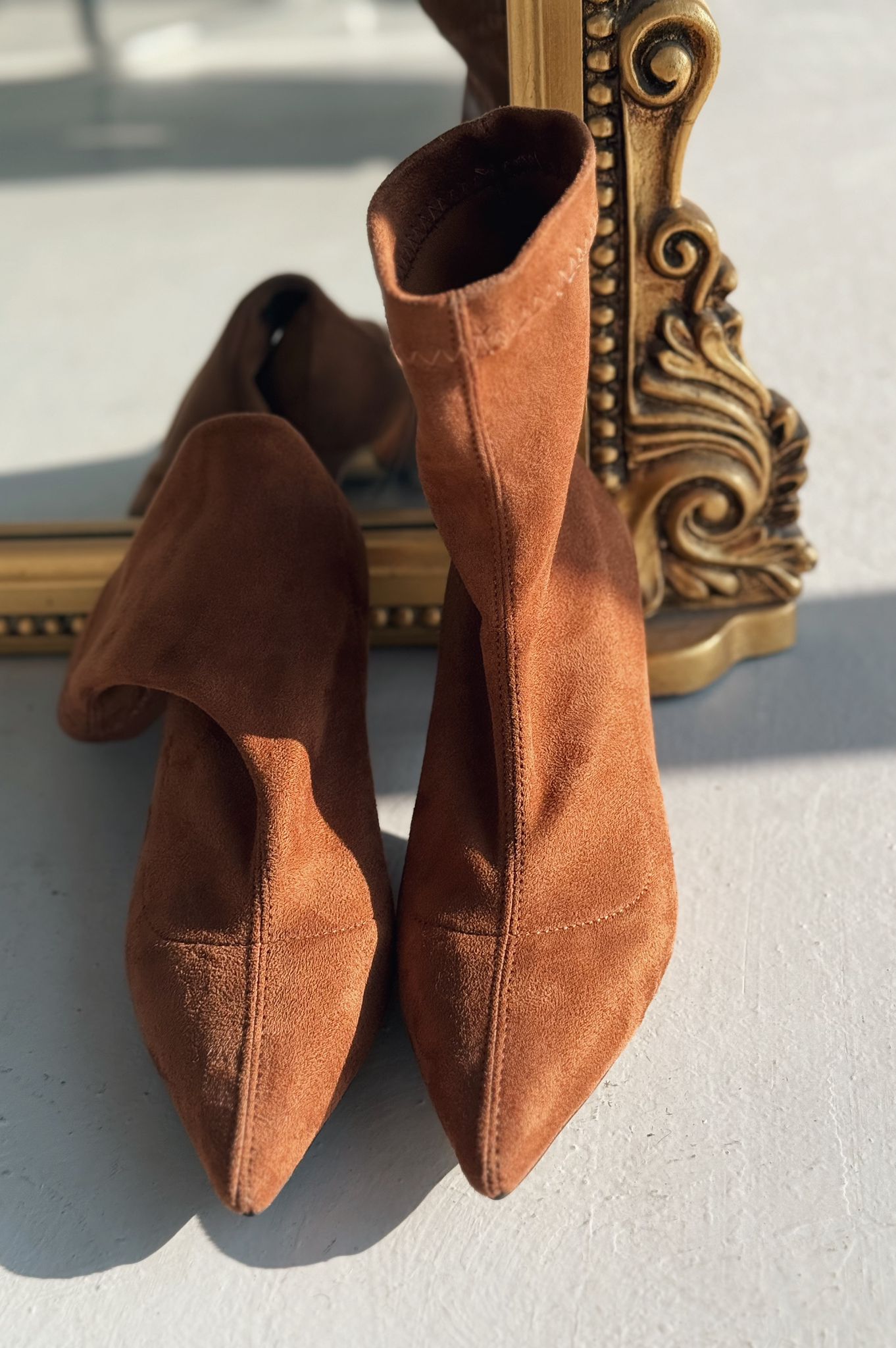 Loravo Suede Taba Stiletto Sock Boots