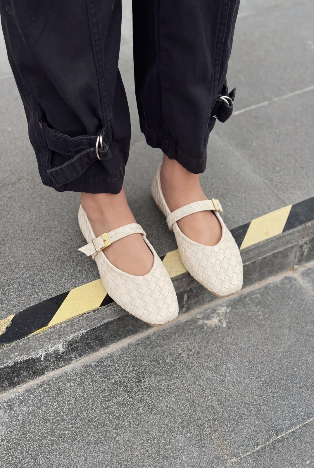 Vespera Beige Faux Leather Women's Flats