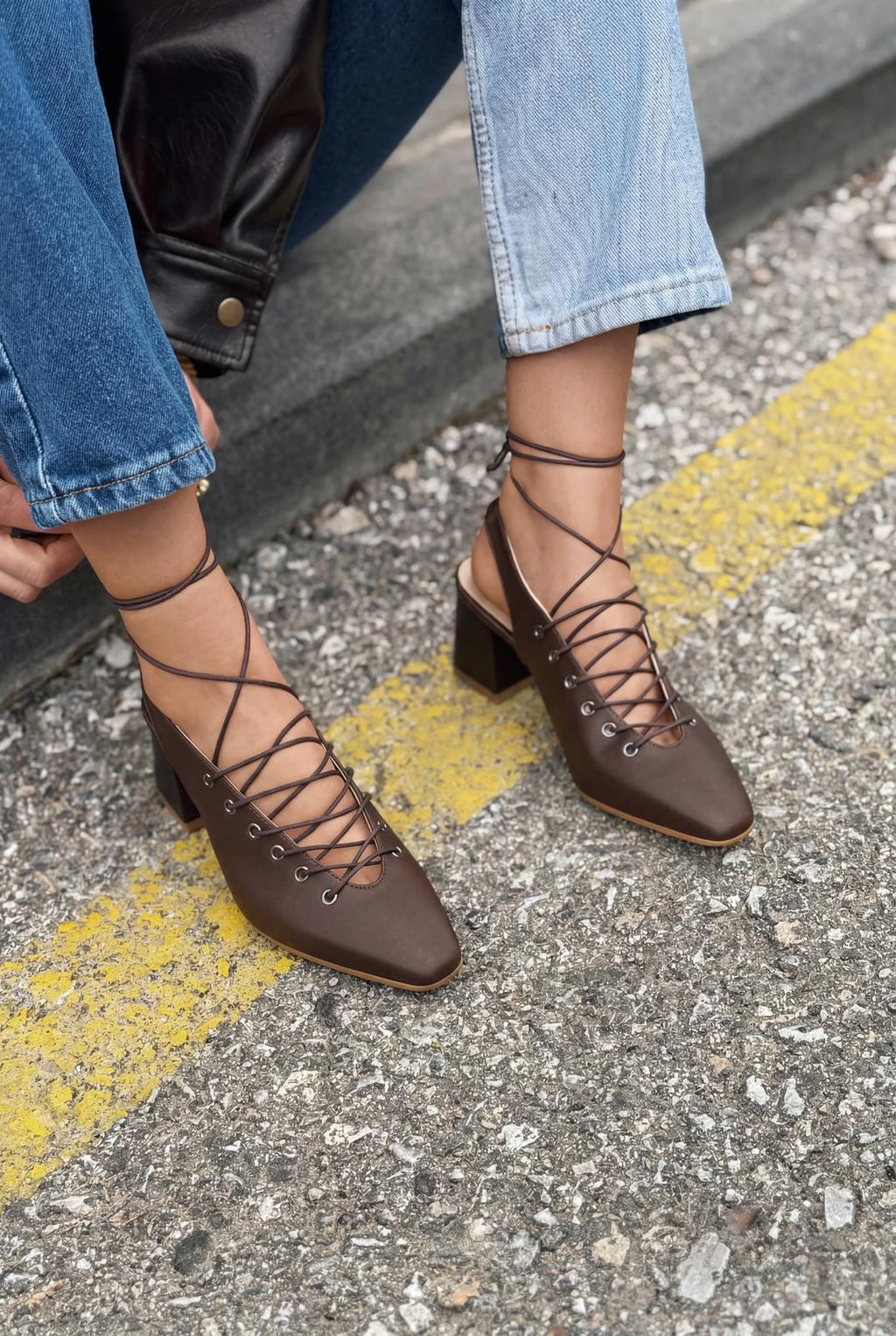 Yorella Dark Brown Faux Leather Women's Pumps