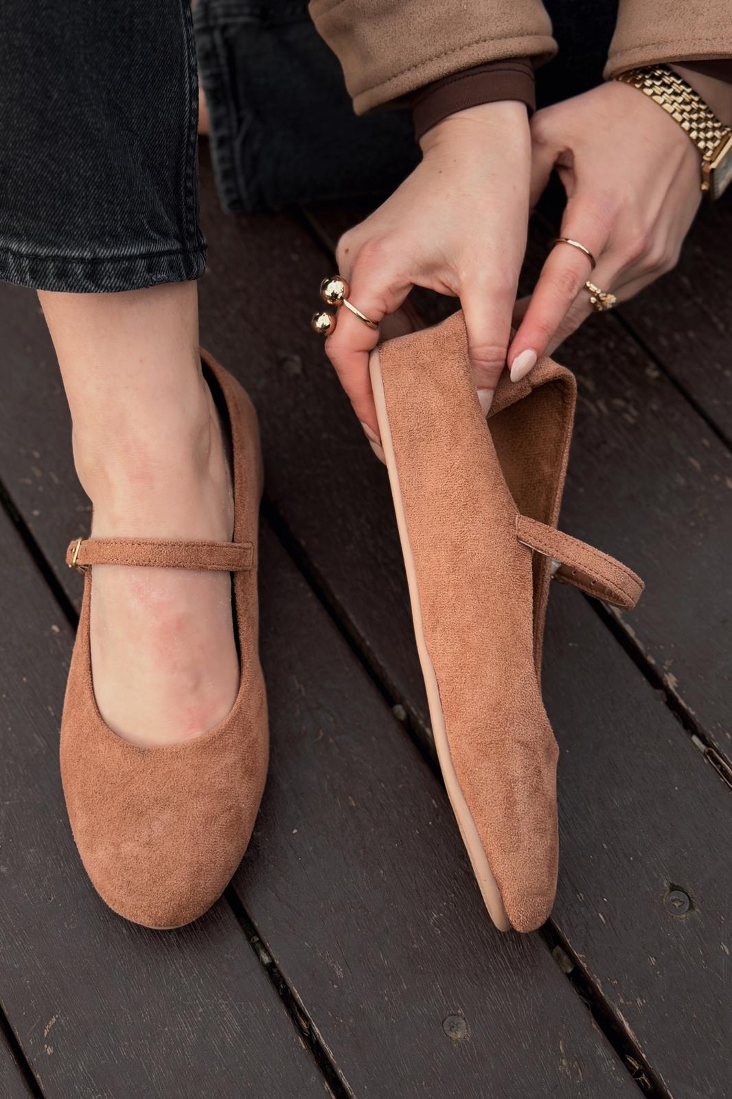 Tenris Black Suede Women's Wedge Heel Flats