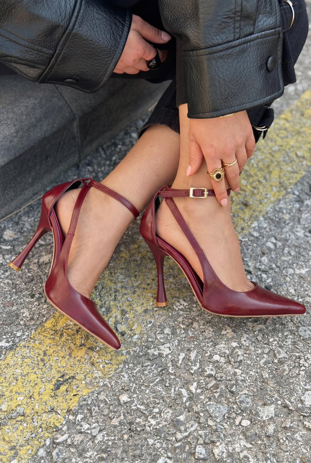 Nerole Burgundy Faux Leather Women's Stilettos