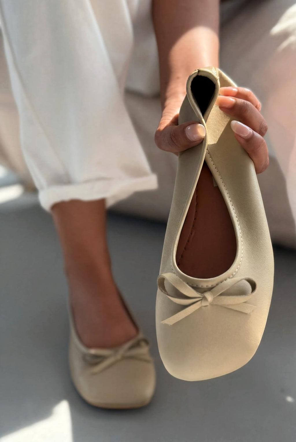 Telion Khaki Genuine Leather Women's Flats
