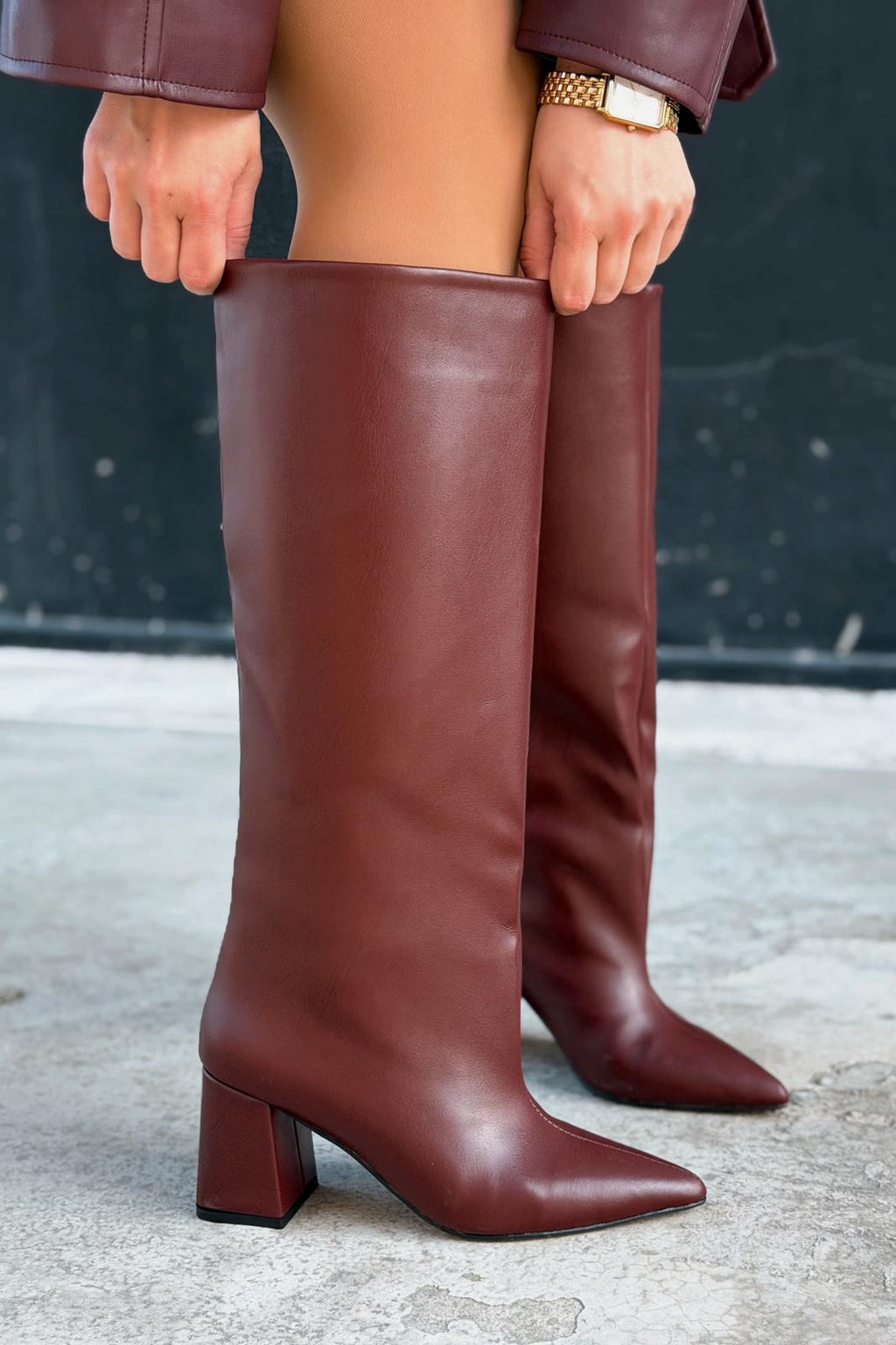 Jarlene Women's Pumps Boots Burgundy Faux Leather