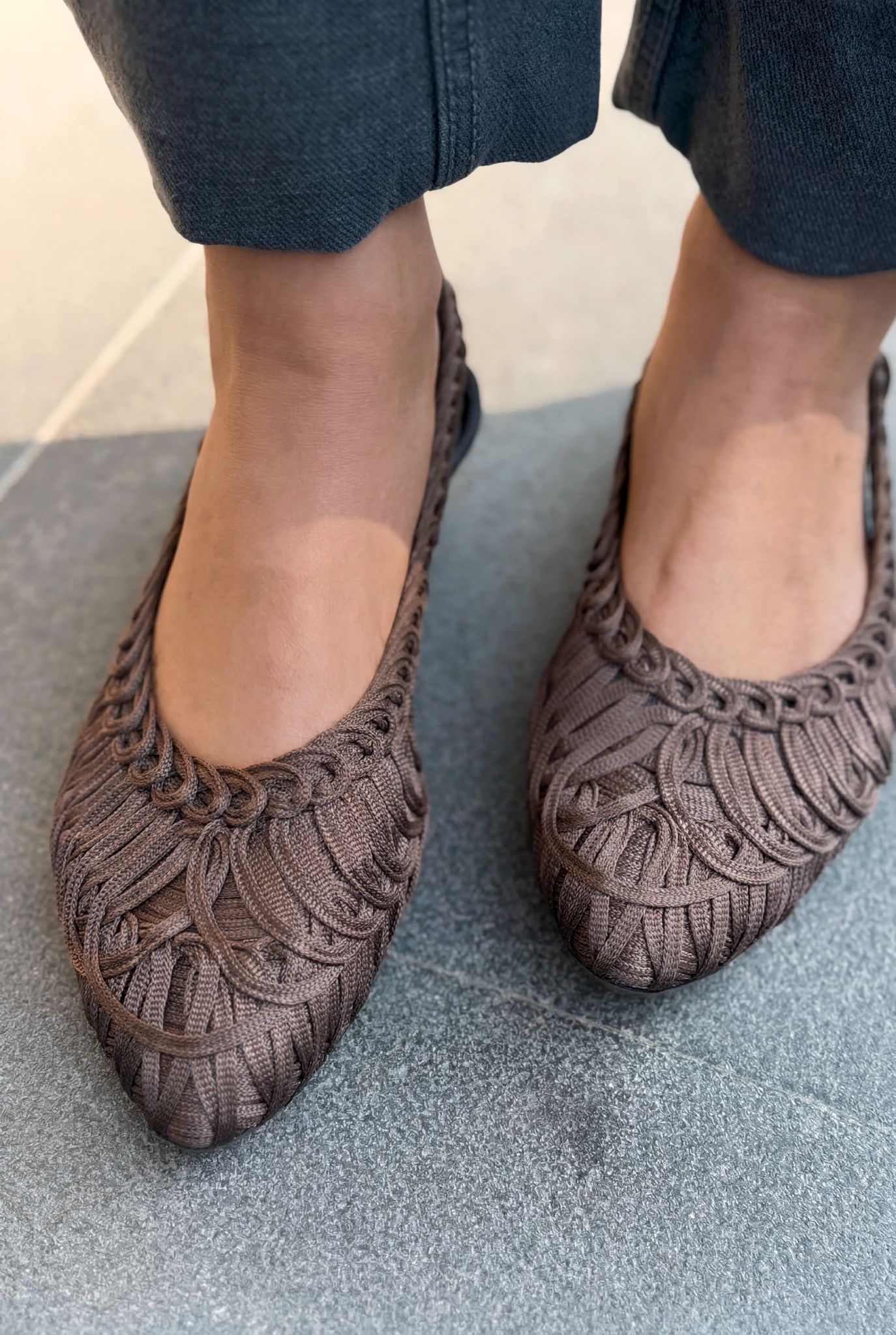 Morvik Dark Brown Faux Leather Women's Flats