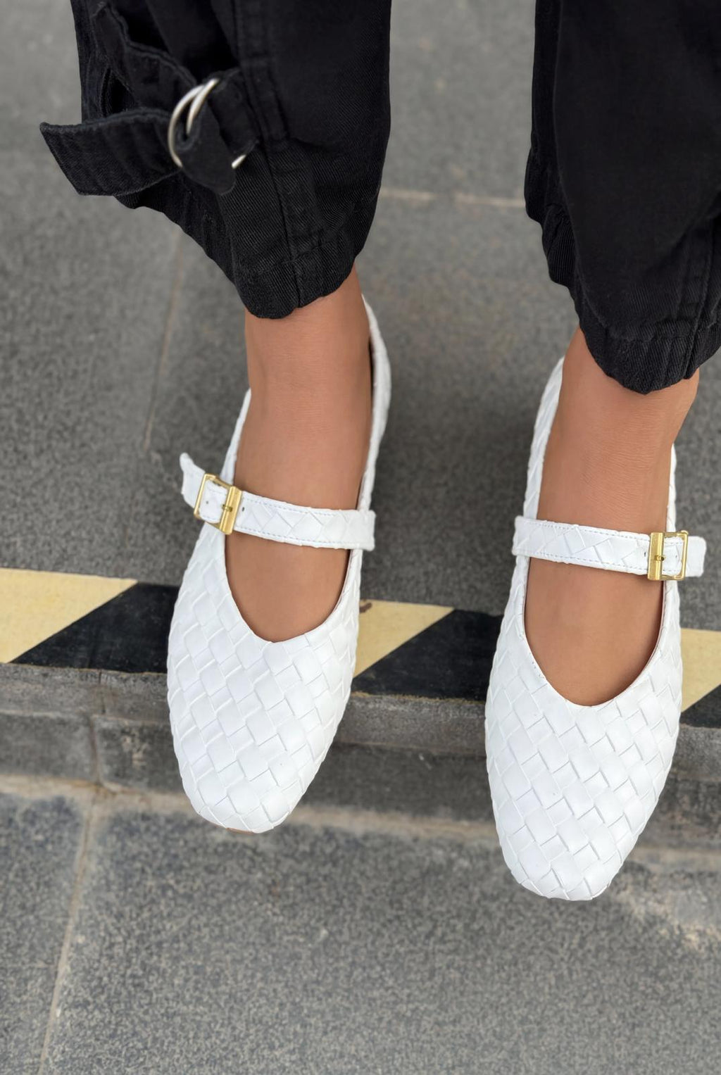 Vespera White Faux Leather Women's Flats