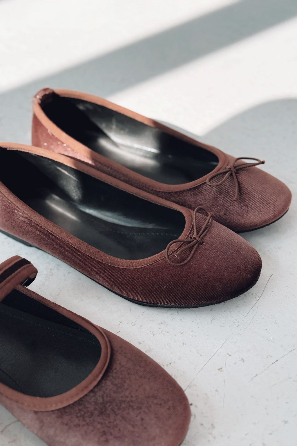 Lante Dark Brown Velvet Women's Mary Jane Flats