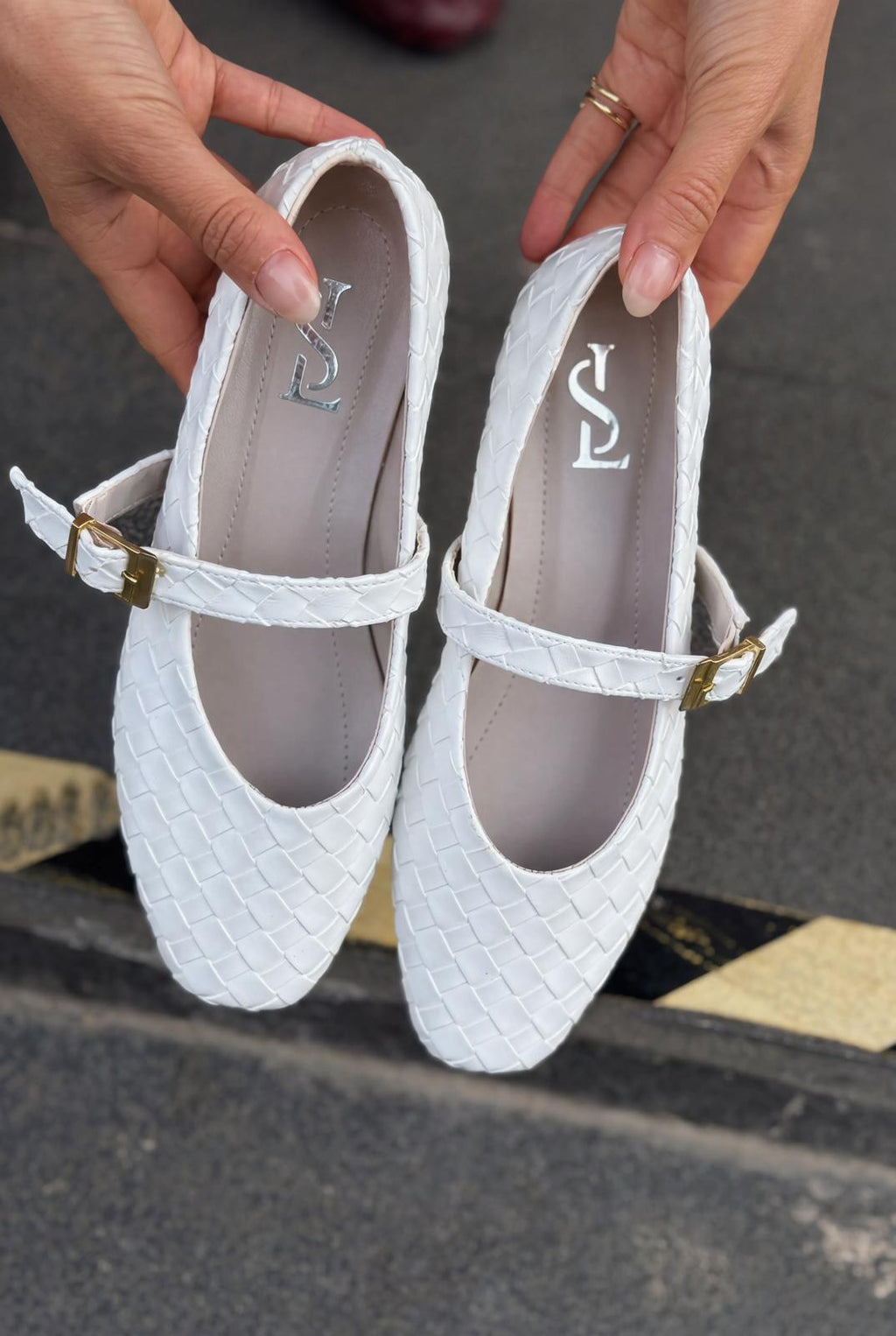 Vespera White Faux Leather Women's Flats