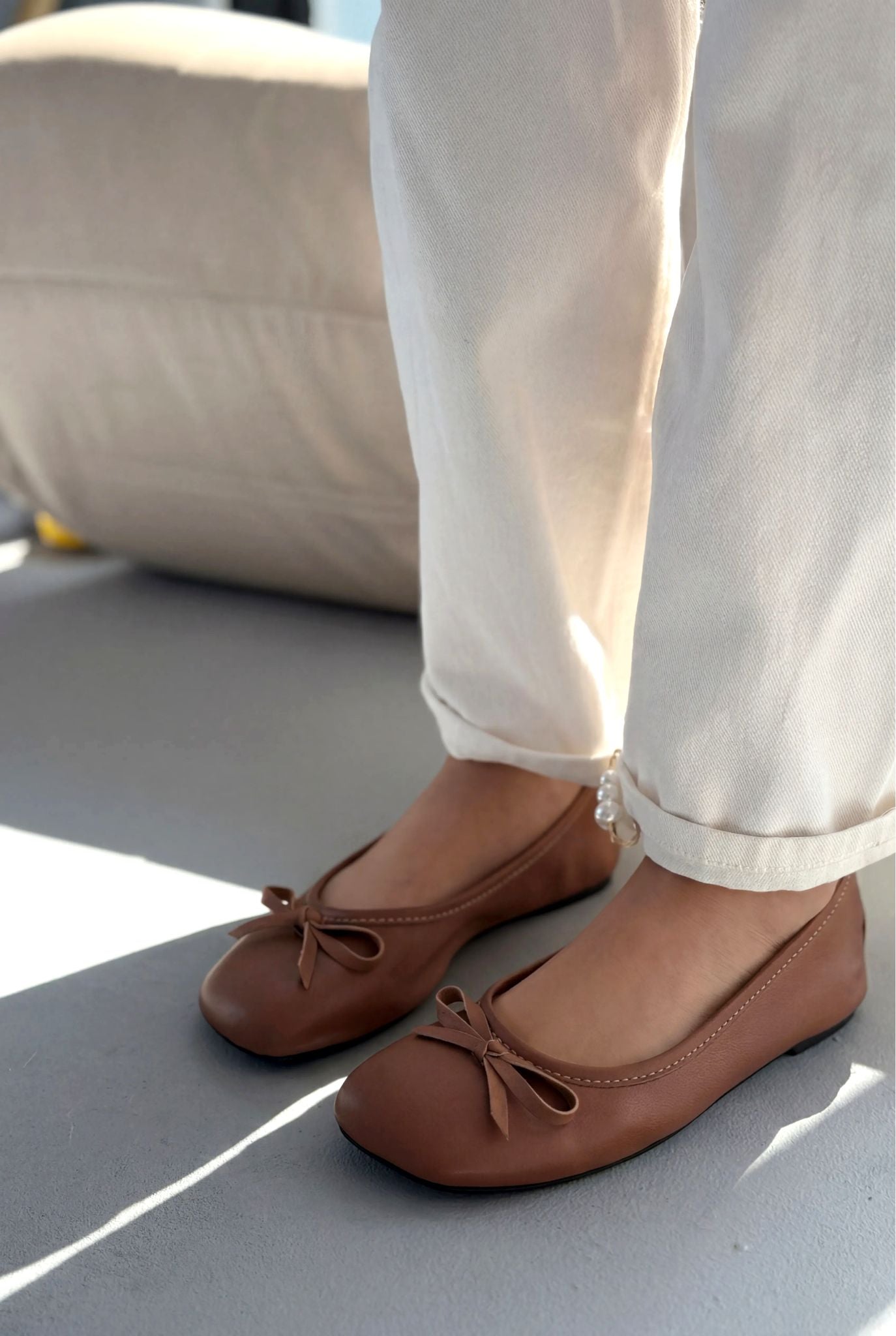Telion Tan Genuine Leather Women's Flats