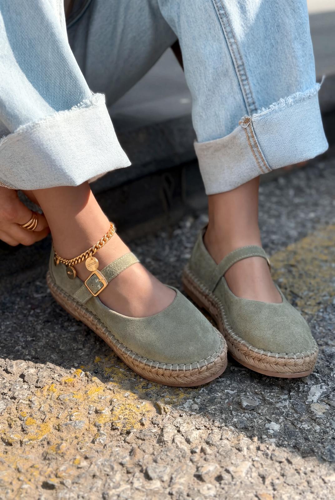 Marena Mint Green Genuine Suede Women's Espadrilles