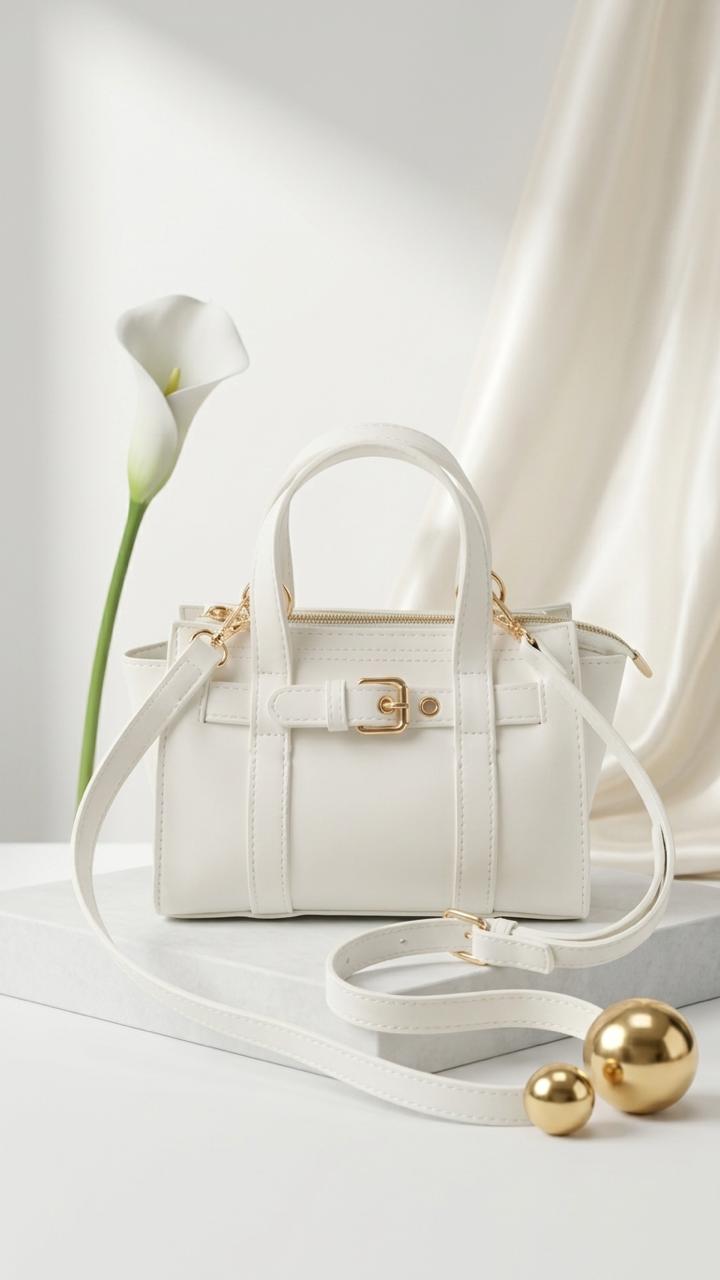 Norev women's White faux leather handbag