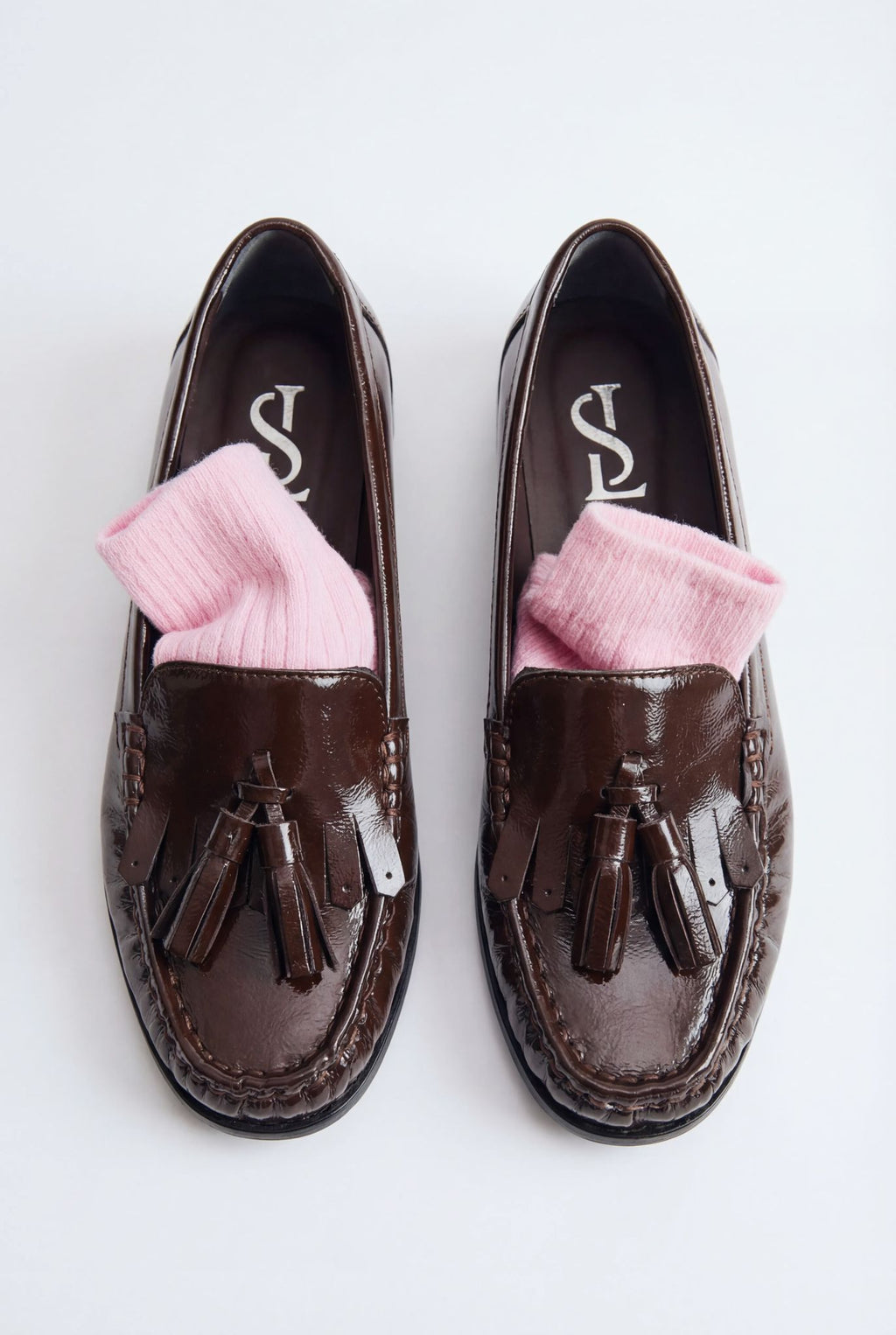 Renard Dark Brown Crinkled Patent Faux Leather Women's Loafers