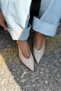 Navore Beige Crinkled Faux Leather Women's Stilettos
