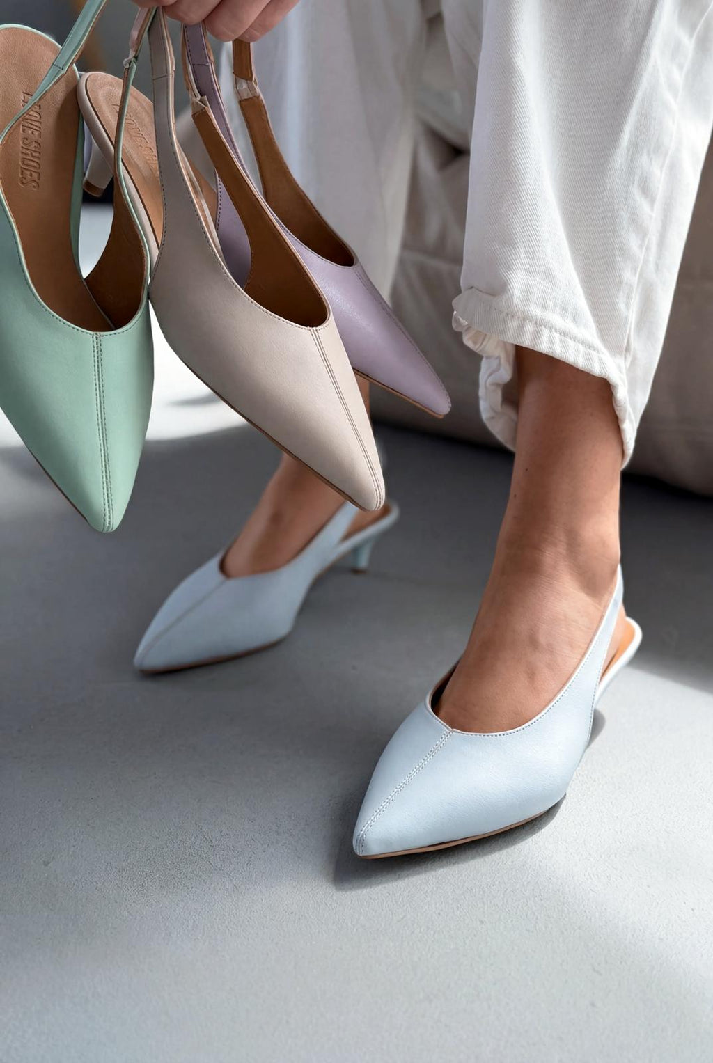 Selor Baby Blue Genuine Leather Faux Leather Women's Stilettos