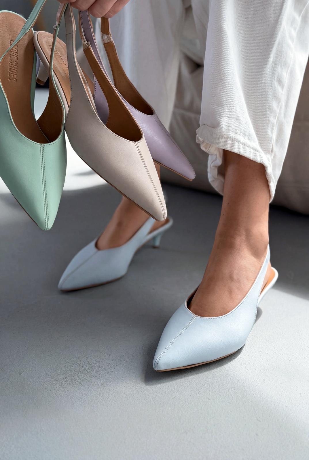 Selor Baby Blue Genuine Leather Faux Leather Women's Stilettos
