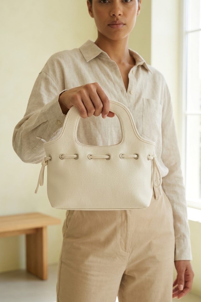 Varent White Faux Leather Women's Handbag