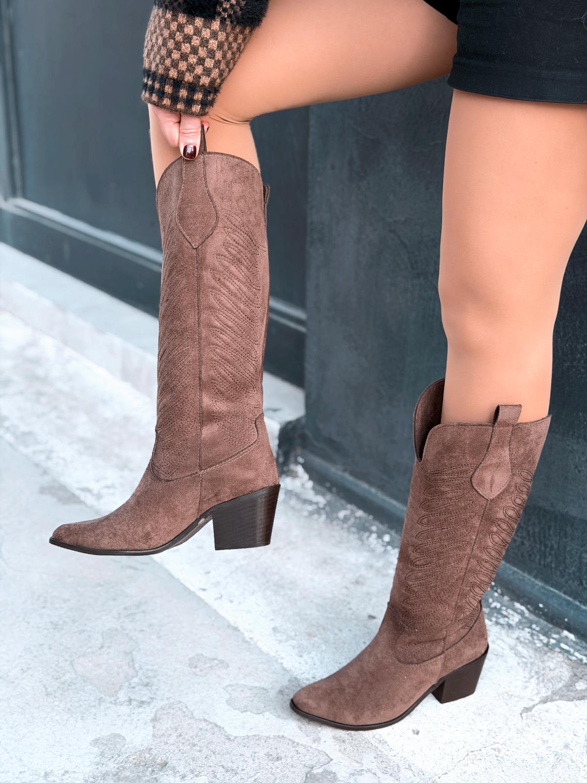 Marvett Brown Suede Women's Cowboy Boots