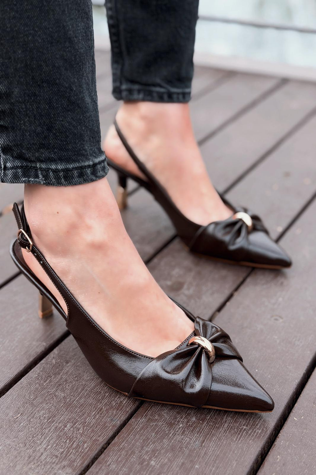 Lorvani Light Brown Faux Leather Women's Stilettos