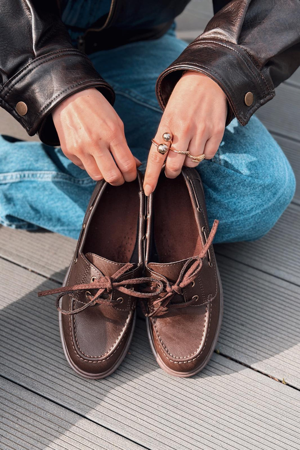 Morin Dark Brown Faux Leather Women's Oxford Shoes